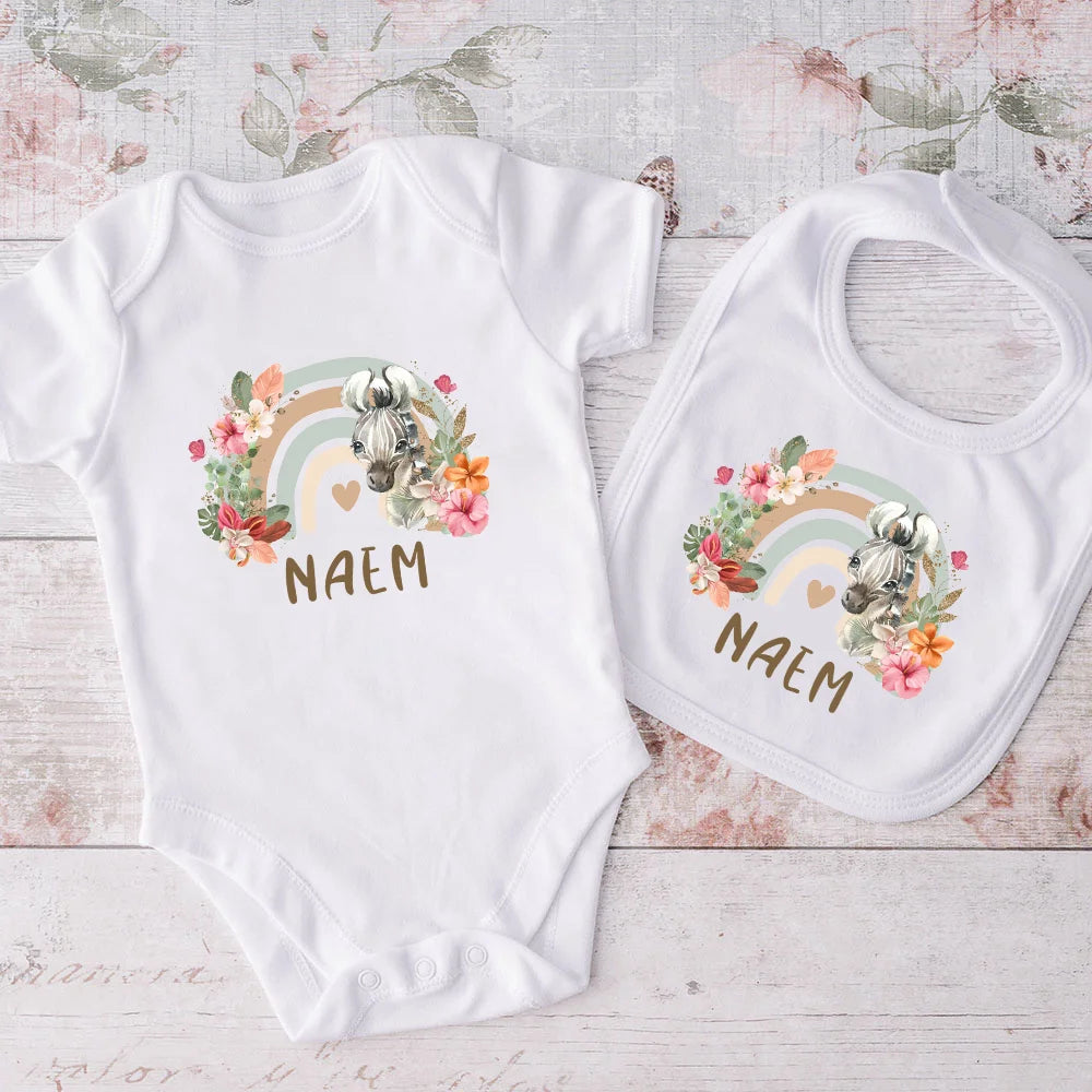 Matching Baby Bib & Romper Gift 2 Pcs