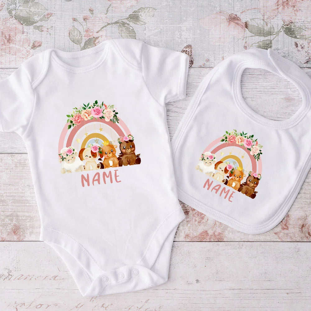 Matching Baby Bib & Romper Gift 2 Pcs