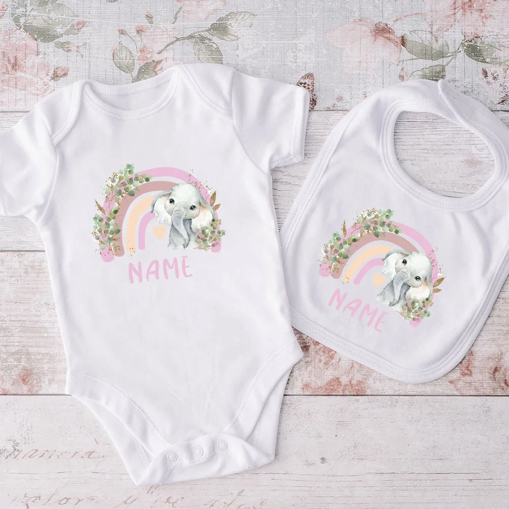 Matching Baby Bib & Romper Gift 2 Pcs