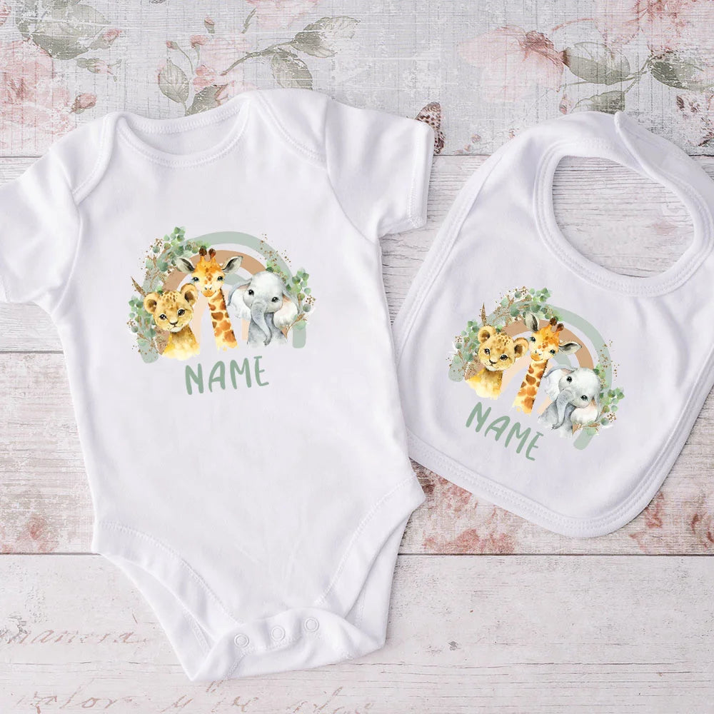 Matching Baby Bib & Romper Gift 2 Pcs