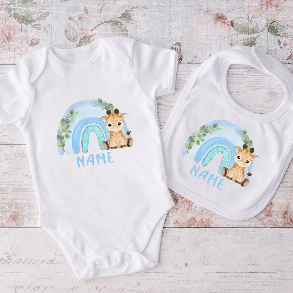 Matching Baby Bib & Romper Gift 2 Pcs