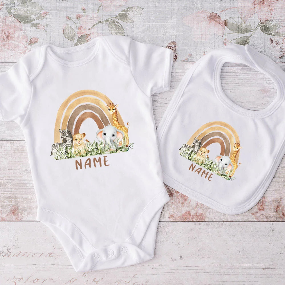 Matching Baby Bib & Romper Gift 2 Pcs