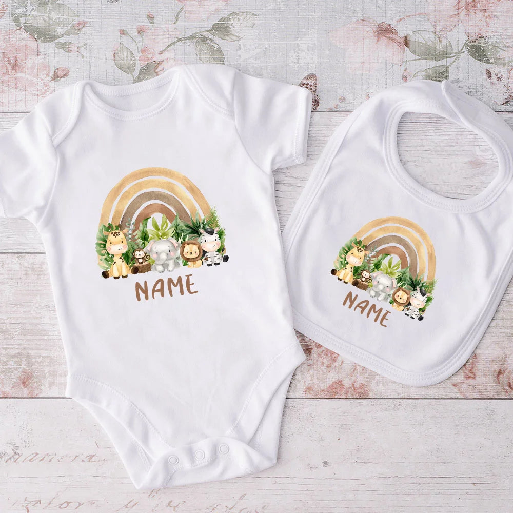 Matching Baby Bib & Romper Gift 2 Pcs