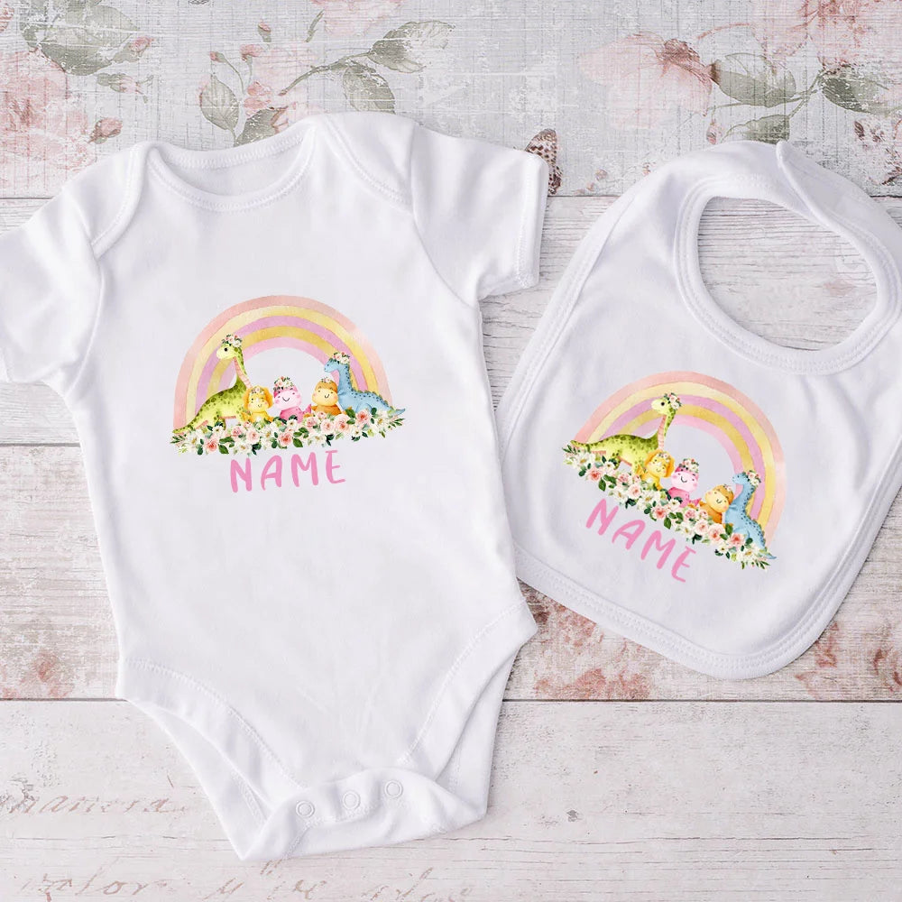 Matching Baby Bib & Romper Gift 2 Pcs