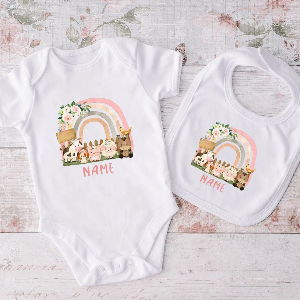 Matching Baby Bib & Romper Gift 2 Pcs