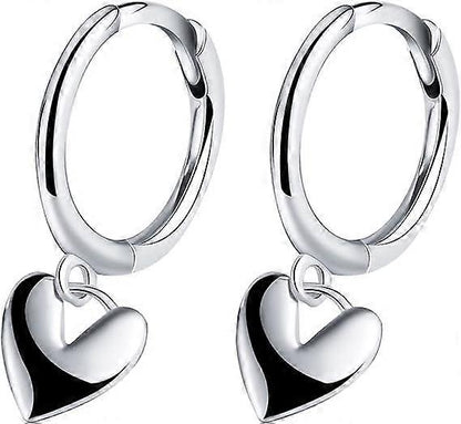 Sterling Silver Heart Hoop Earrings