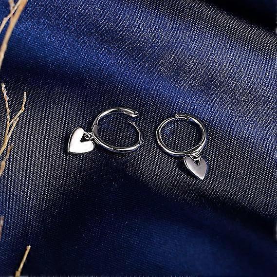 Sterling Silver Heart Hoop Earrings