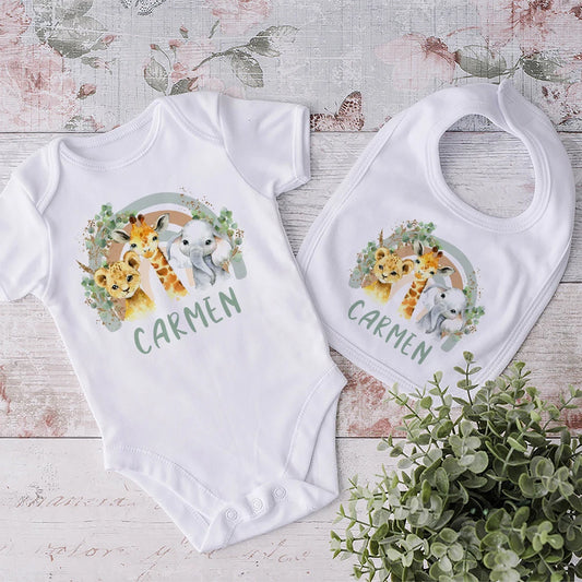 Matching Baby Bib & Romper Gift 2 Pcs